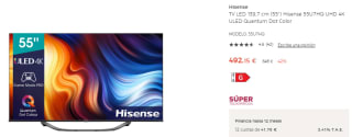 Televisión 55 pulgadas Hisense 55U7HQ UHD 4K por 492,15€