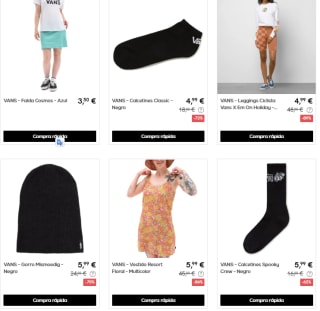Rebajas hasta 90% descuento Vans calzado y ropa