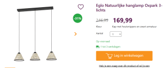 Eglo Natuurlijke hanglamp Oxpark 3-lichts voor €169,99 bij LampenTotaal
