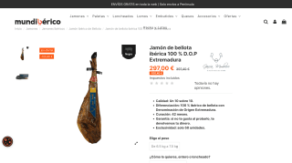 Jamón de Bellota 100% Ibérico D.O.P Extremadura por 297€
