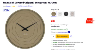 Wandklok Layered Origami – Mosgroen – Ø30cm voor €28 bij Bol