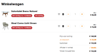 20% korting op veel meubelen bij Kwantum