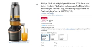 Philips Flip &Juice Blender HR3770/10 voor €109,99 dmv code bij Amazon