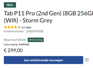 Tab P11 Pro (2nd Gen) (8GB 256GB) (Wifi) - Storm Grey voor €299 bij Lenovo