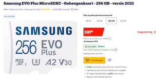 Samsung EVO Plus microSD (2021) 256GB voor €19,99 bij Bol.com