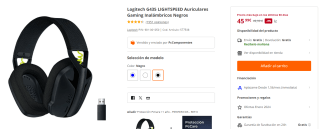 Auriculares Gaming Inalámbricos Logitech G435 LIGHTSPEED por 45,99€
