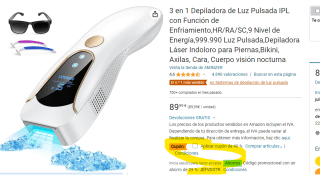 3 en 1 Depiladora de Luz Pulsada IPL con Función de Enfriamiento por 27,89€