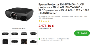 Epson EH-TW9400 projector voor €2.178,16 bij Proshop