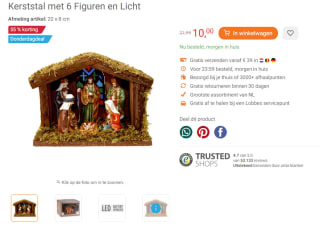 Kerststal met 6 Figuren en Licht voor €10 bij Lobbes