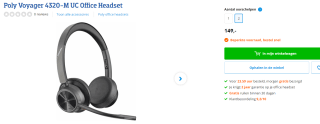 HP Poly Voyager 4320-M Headset voor €149 bij Coolblue