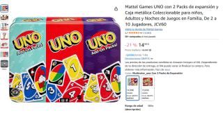Mattel Games UNO con 2 Packs de expansión y Caja metálica Coleccionable por 14,99€