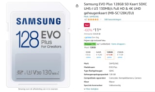 Samsung SD EVO PLUS 128GB voor €11,98 bij Amazon