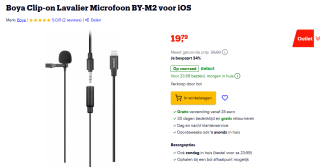 Boya Clip-on Lavalier Microfoon BY-M2 voor iOS voor €19,99 bij Bol