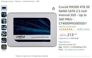 Earn a Crucial MX500 4TB SATA SSD from Amazon for £150.58