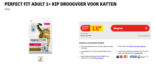 Perfect Fit Adult 1+ Kip kattenvoer 2800g voor €13,99 bij Kruidvat