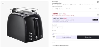Tostadora Russell Hobbs Textures Plus 22601-56-RH por 22.989€ (Cuenta Nueva 13.79€)