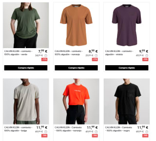 Rebajas hasta 85% descuento en ropa Calvin Klein