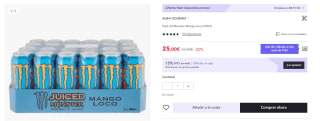 24 Latas de Monster Mango Loco 250ml por 17.5€