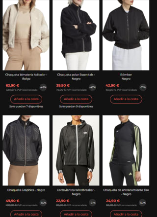 Chaquetas y anorak Adidas desde solo 14,90€ y ademas 10€ descuento EXTRA