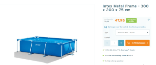 Intex frame zwembad 300x200x75 cm voor €47,95 bij top-zwembadshop.