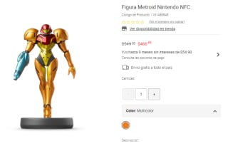 Amiibo Samus Super Smash Bros por $467 en Liverpool