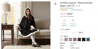 Manta Poncho Comfort Spaces a $523.86 en Amazon