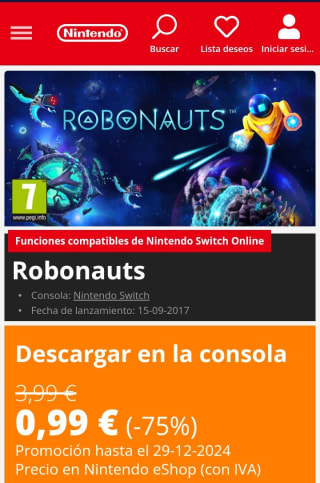 Robonauts Nintendo Switch por 0,99€.