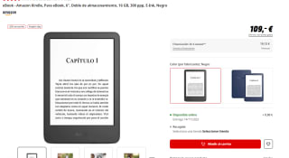 eBook Amazon Kindle 6" 16 GB, 300 ppp, E-Ink, Negro por 85€