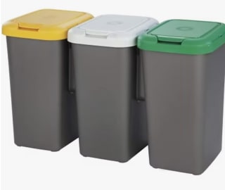 papeleras de reciclaje de 3 depósitos 25 litros c/u por 22,42€