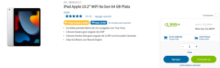 iPad 10.2" WiFi 9a Gen 64GB por $3,999 en Sam's Club