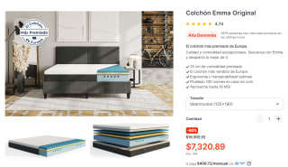 Colchón Emma Original Matrimonial a $5,254