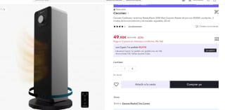 Calefactor Cerámico De Pie Readywarm 2000 Max Ceramic Rotate marca Cecotec por 49,90€ (39,90€ nuevo usuario)