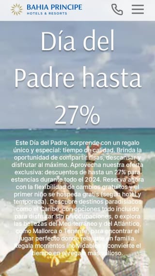 -27% + 15% para miembros Bahía Príncipe.