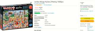 Jumbo puzzel Wasgij Efteling 1000 stukjes voor €12,39 bij Amazon