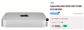 Apple Mac Mini 2020 M1 8 GB 512 GB voor €549 bij Ibood