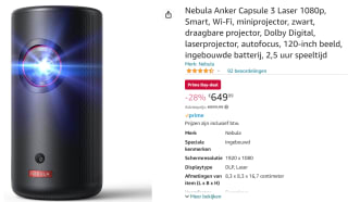 Nebula Anker Capsule 3 miniprojector voor €649,99 bij Amazon.nl