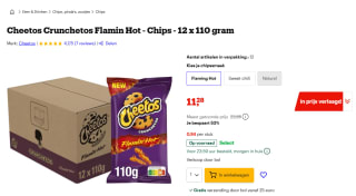 Cheetos Crunchetos Flamin Hot - Chips - 12 x 110 gram voor €11,28 bij Bol