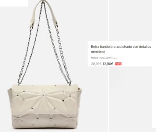 Bolso bandolera acolchado con detalles metálicos Naida por 12€