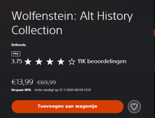 Wolfenstein: Alt History Collection voor €13,99 in de Playstation Store