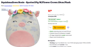 Squishmallows Rosie Spotted Pig met bloemenkroon 19 cm voor €9,99 bij Bol