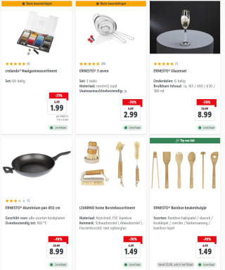 Tot 70% korting op keukenartikelen via de Lidl shop