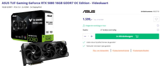 ASUS TUF Gaming GeForce RTX 5080 16GB GDDR7 OC Edition voor €1599 bij Azerty