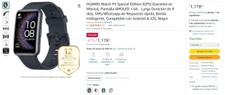 Huawei Watch Fit Special Edition (GPS) por $1,179 en Amazon
