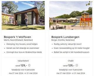 Vanaf €129 een week, weekend of midweek bij Roompot