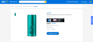 Bebida Energética Sin Azúcar Lata, 250 Ml por $500