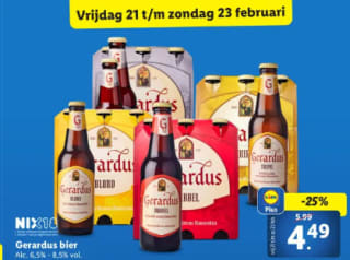 Gerardus bier, blond, dubbel, tripel of winterbier 6- pack voor €4,46 bij de Lidl