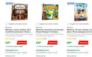 Diverse 999 Games met hoge korting met Bol select