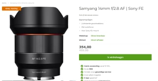 Samyang Optics AF 14mm f/2.8 (Sony-FE) voor €354 bij Foto Verweij