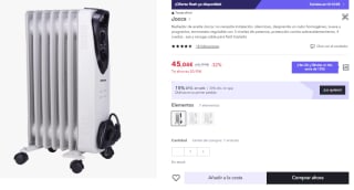 Radiador de aceite Joma de 7 elementos con ruedas/Bajo consumo/ 3 niveles de Potencia/ 1500W/ Termostato regulable/Indicador de luz/Fácil Transporte con Ruedas por 31.53€