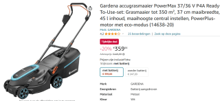 Accugrasmaaier PowerMax 37/36V P4A Set - Gardena voor €359,04 bij Amazon
